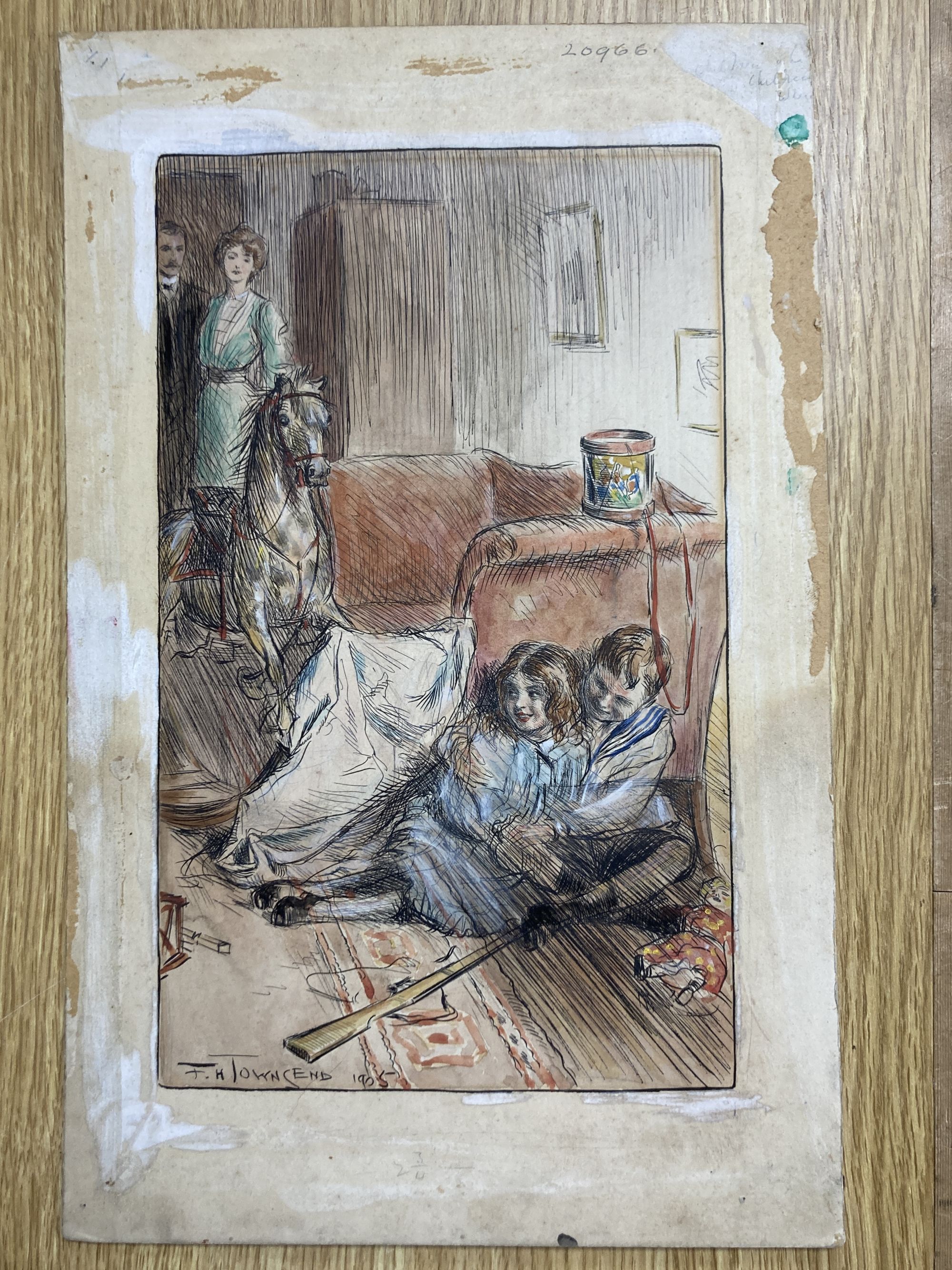 Frederick Townsend (1868-1920), ink and watercolour, book illustration, Christmas Morning, signed and dated 1905, 30 x 18cm, unframed